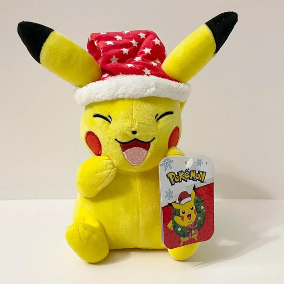 Pokemon Pikachu Plush Winter Holiday Christmas Edition Santa Hat Stars 8 Inch - Picture 15 of 16